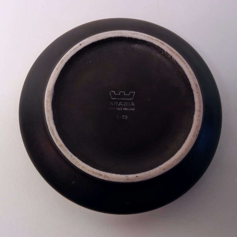 1960s Arabia Planter w Saucer Matte Black - Picture 12 of 13